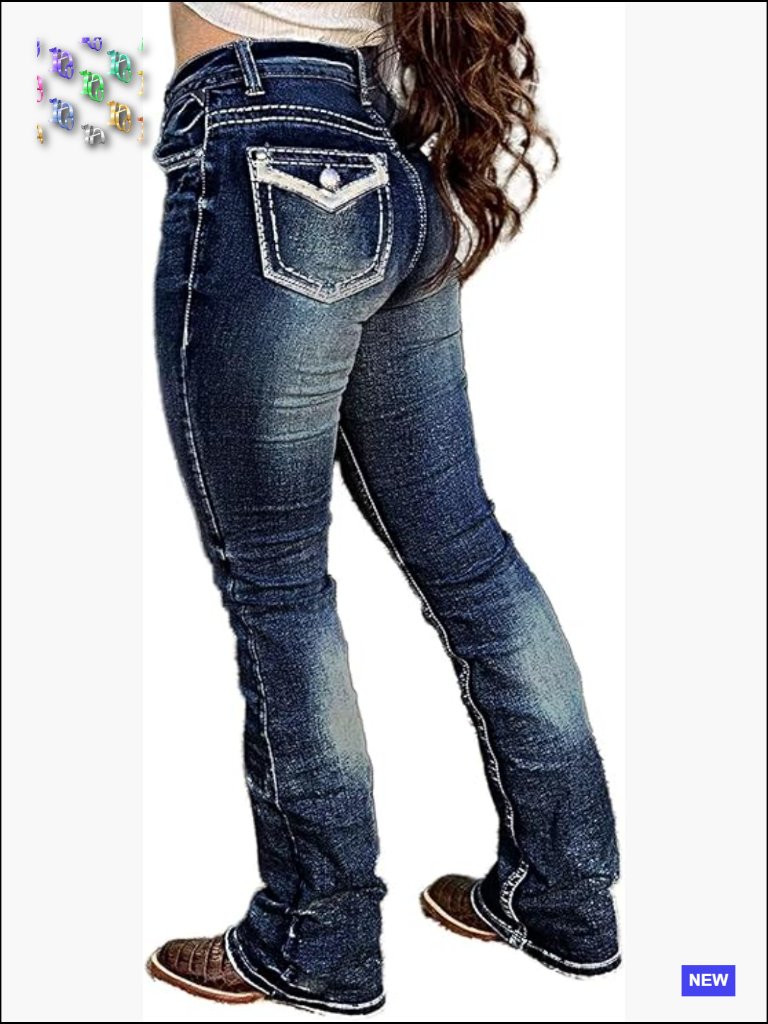 Bootcut Stretch Denim Jeans Mid Rise Tummy Control Butt Lifting Flare Leg Pants